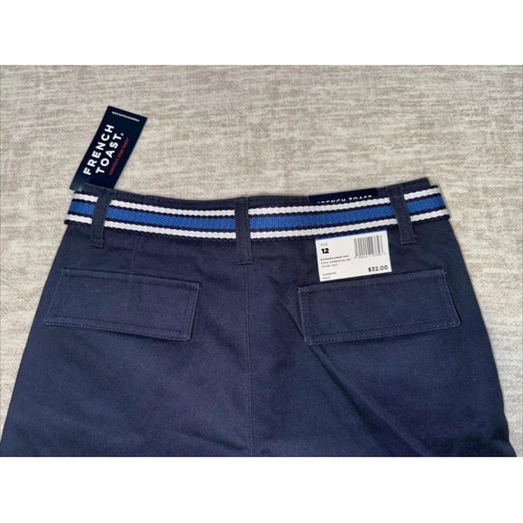 NWT $32 French Toast Boy's Blue Cargo Pocket Pants With Belt 12 Adjustable Waist - Picture 4 of 5